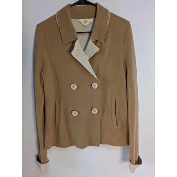 Anthro HWR Womens Tan Double-Breasted Sweater Wool Blend Jacket, Size S - Picture 7 of 15